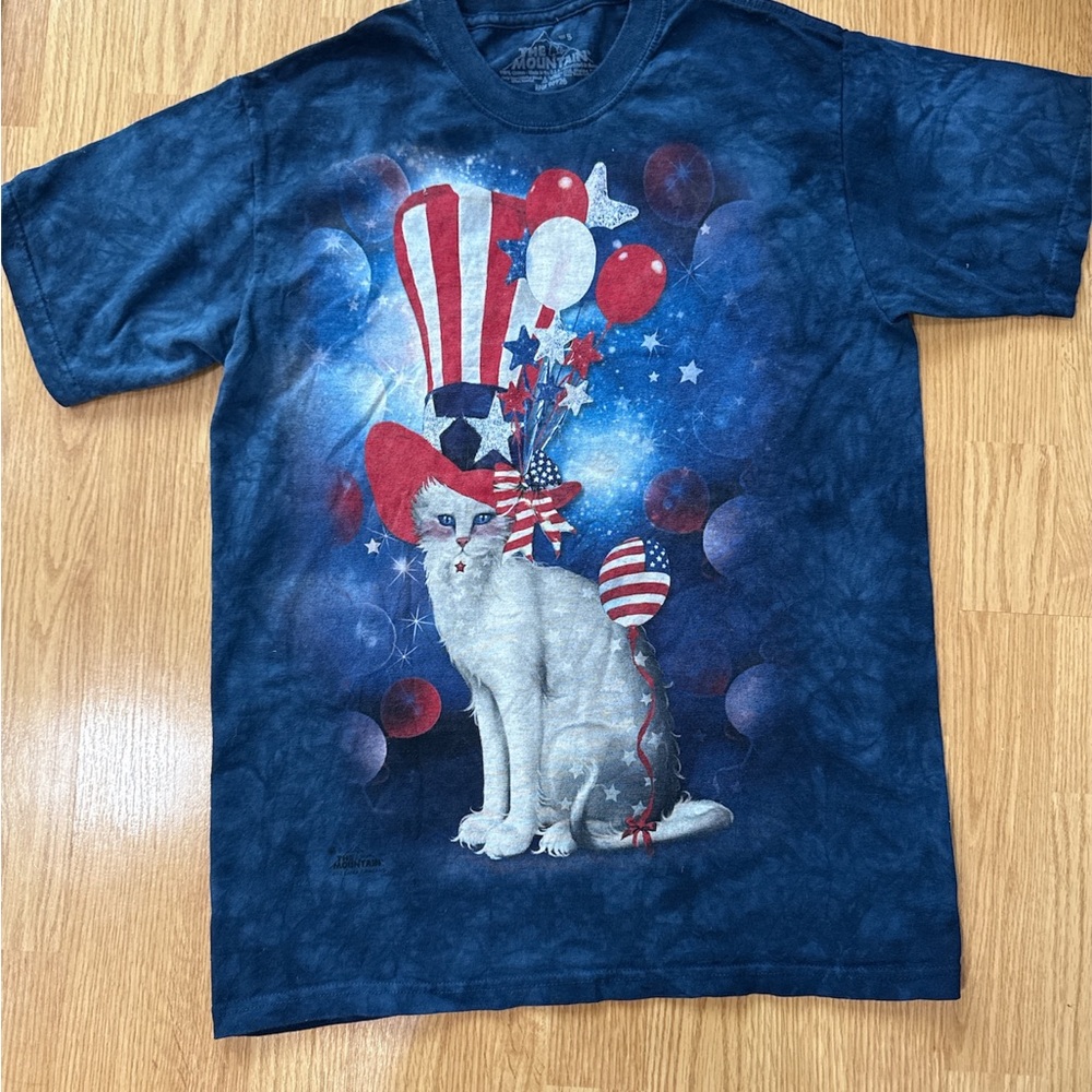 The Mountain Patriotic Cat Tie Dye Graphic Tee USA